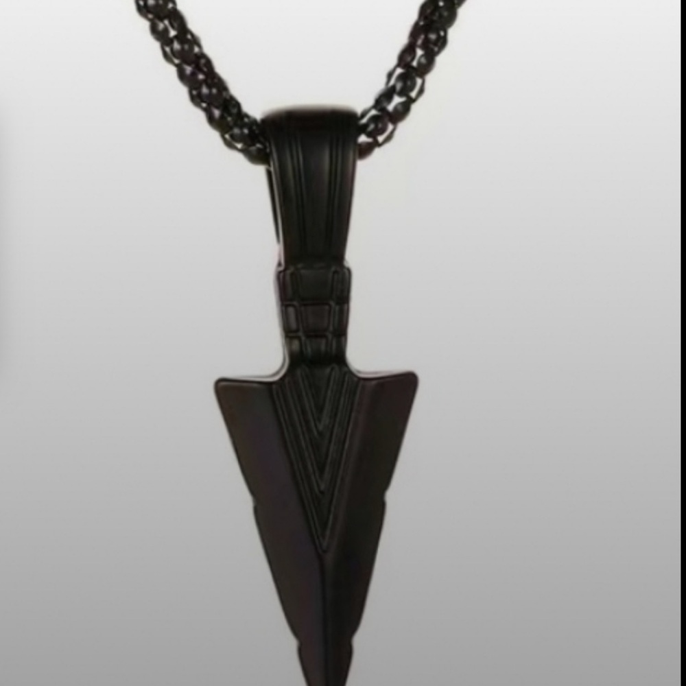 Arrowhead Pendant Necklace Black 18"-22" Chain NEW - Picture 6 of 7
